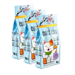 3 * CuteCat - חול מתגבש 10ל׳ בניחוח לוונדר (30ל׳)
