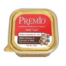 Premio - שימורי פטה לחתלתולים בטעם עוף חלב וגזר גרם 100