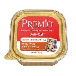 Premio - שימורי פטה לחתלתולים בטעם דגים וגזר  גרם 100