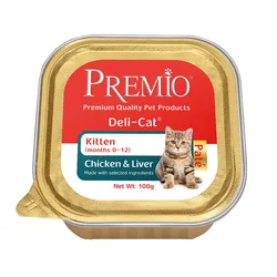 Premio - שימורי פטה לחתולים בוגרים בטעם עוף וכבד  גרם 100