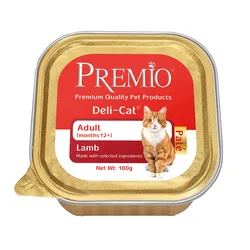 Premio - שימורי פטה לחתול בוגר בטעם כבש  גרם 100