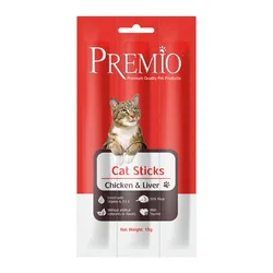 Premio - חטיף מקלוני בשר לחתול בוגר בטעם עוף וכבד 15 גרם