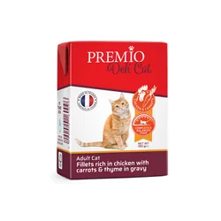 Premio - נתחי בשר 190 גרם לחתול בוגר בטעם עוף עם גזר וטימין ברוטב