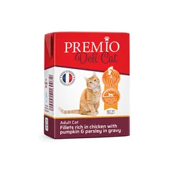 Premio - נתחי בשר 190 גרם לחתול בוגר בטעם עוף עם דלעת ופטרוזיליה ברוטב